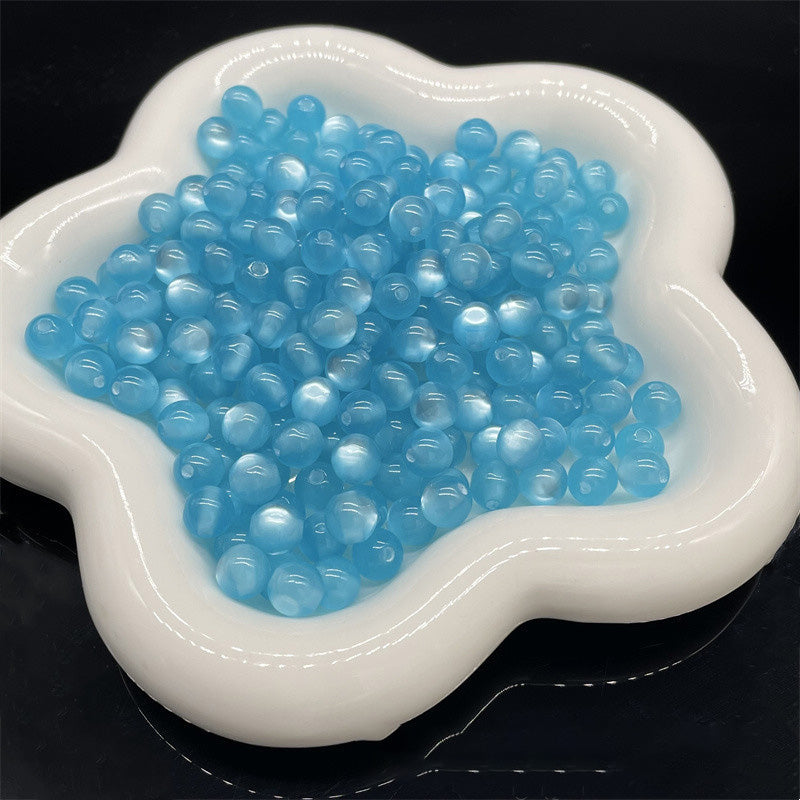 Cuentas al por mayor de plástico de 8mm de resina de ojo de gato de imitación cuentas redondas cuentas sueltas OLY-BDS-XH002